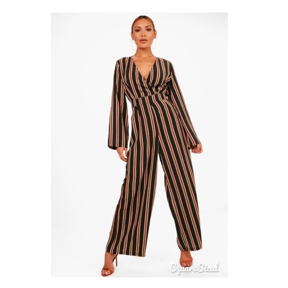 verena stripe wrap jumpsuit